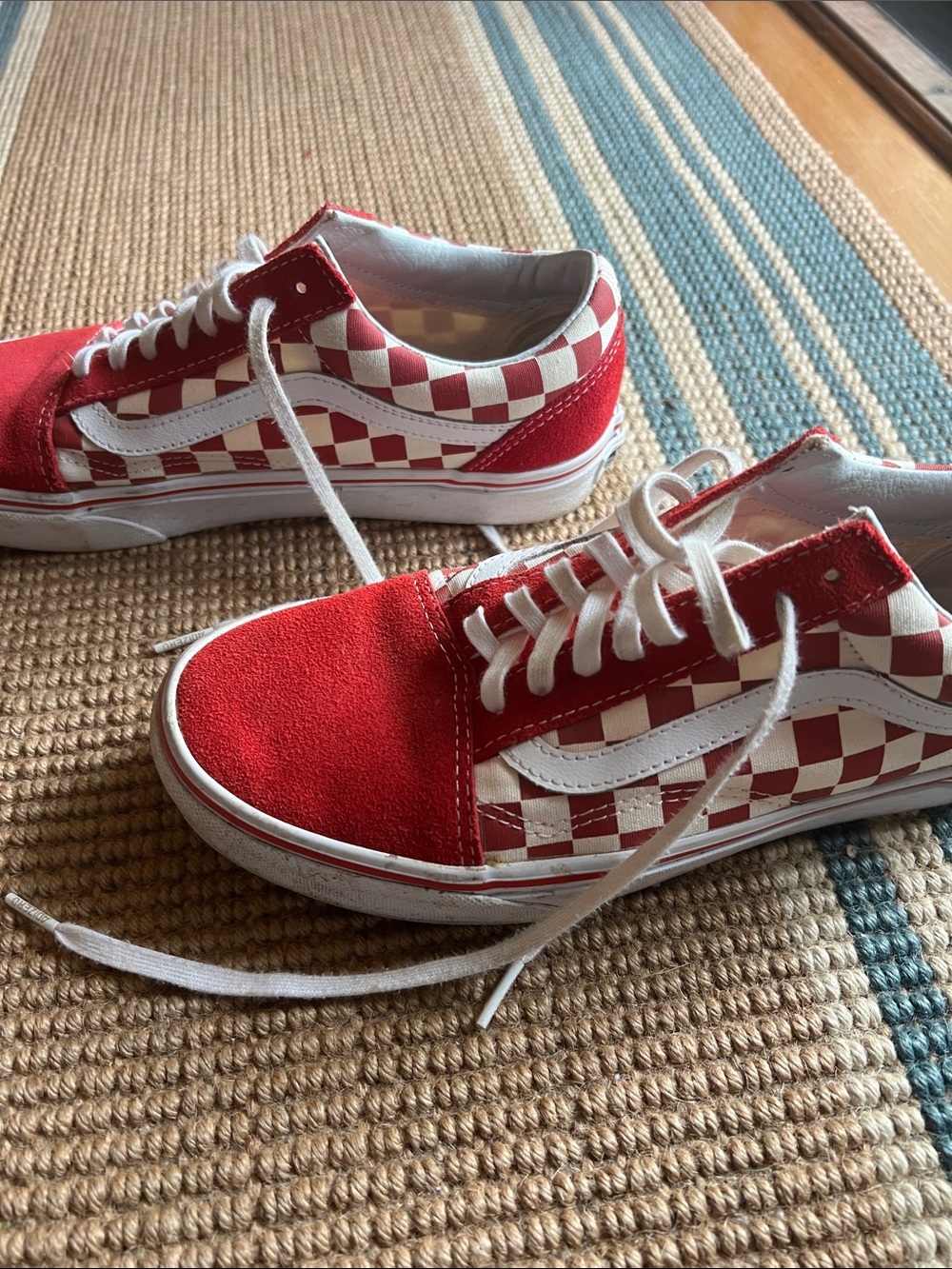 Vans Red and White Checkerboard Low-Top Sneakers - Picture 5 of 8